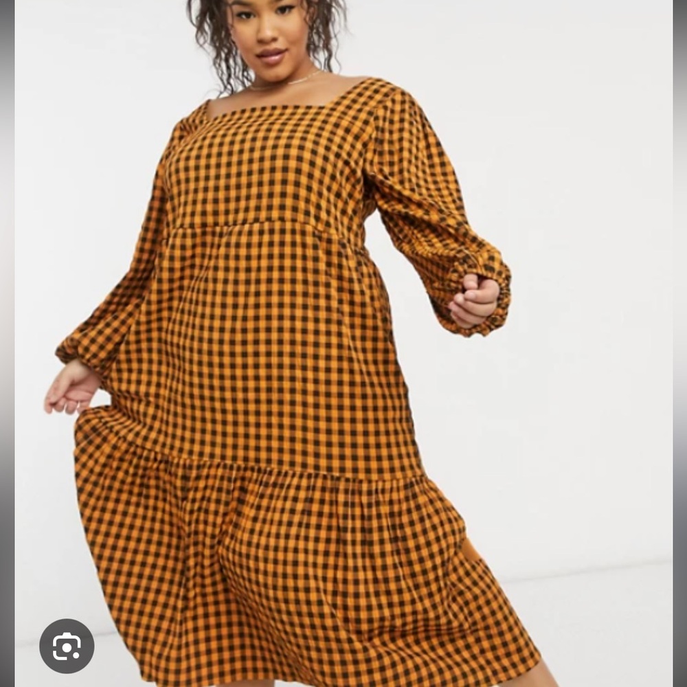 ASOS Lola May burnt orange gingham dress size 20